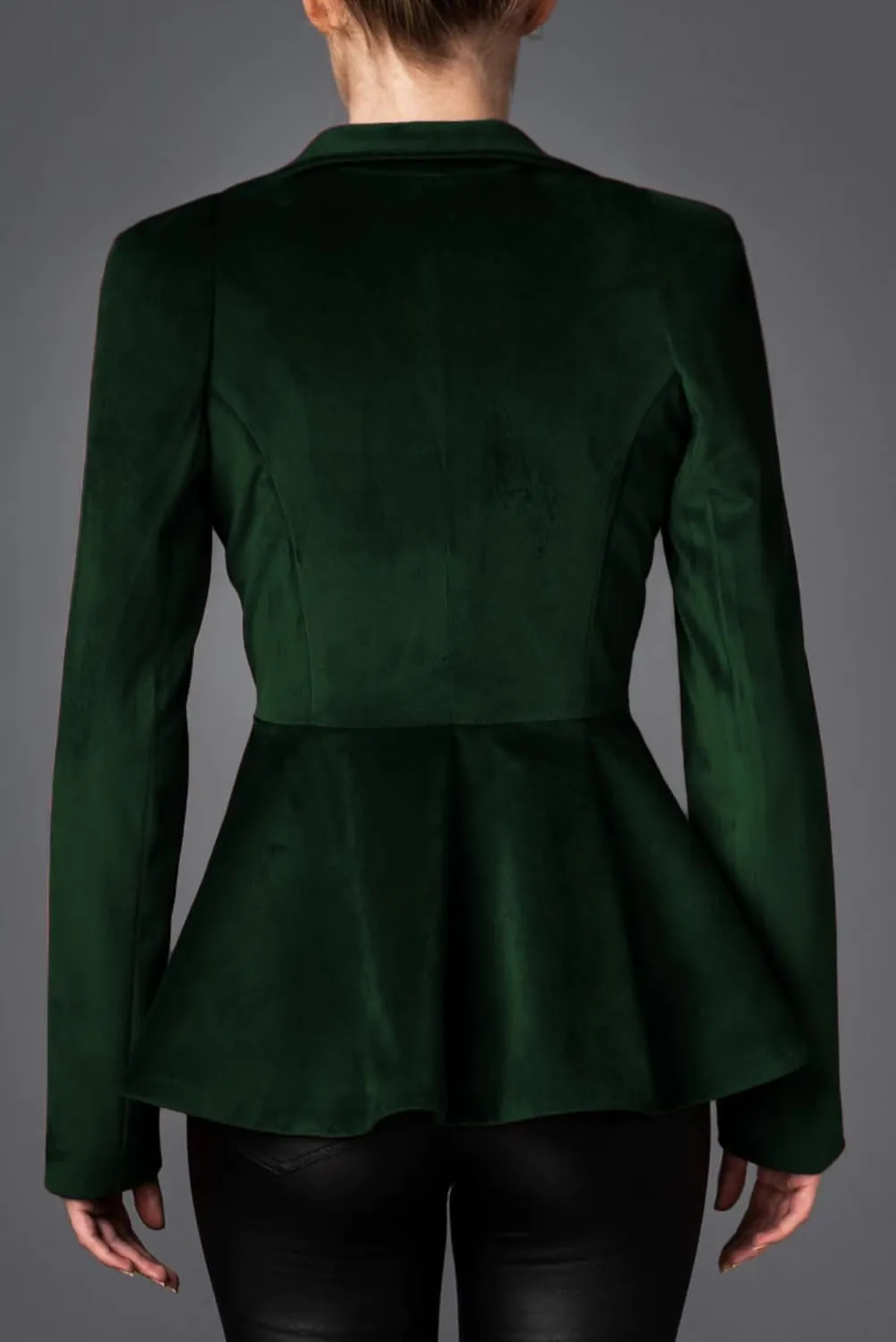Women's Notched Lapel Vintage Office Button Front Velvet Blazer