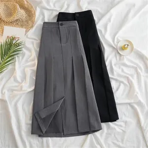 Womens Pleated Long Skirt for Women Spring High-Waist Skirts Woman Office Streetwear Midi Skirt