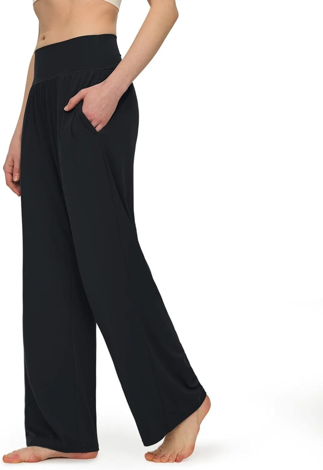 Womens Wide Leg Pants Loose Yoga Sweatpants Comfy Lounge Pajama Casual Flowy Palazzo Pants with Pockets