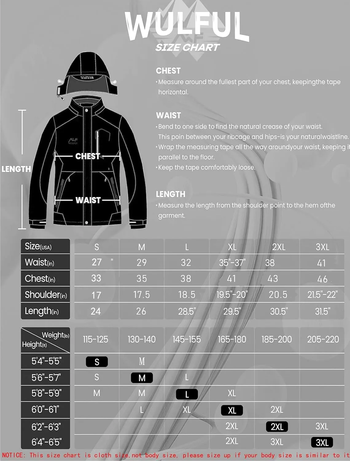 WULFUL Womens Waterproof Snow Ski Jacket Mountain Windproof Winter Coat with Detachable Hood