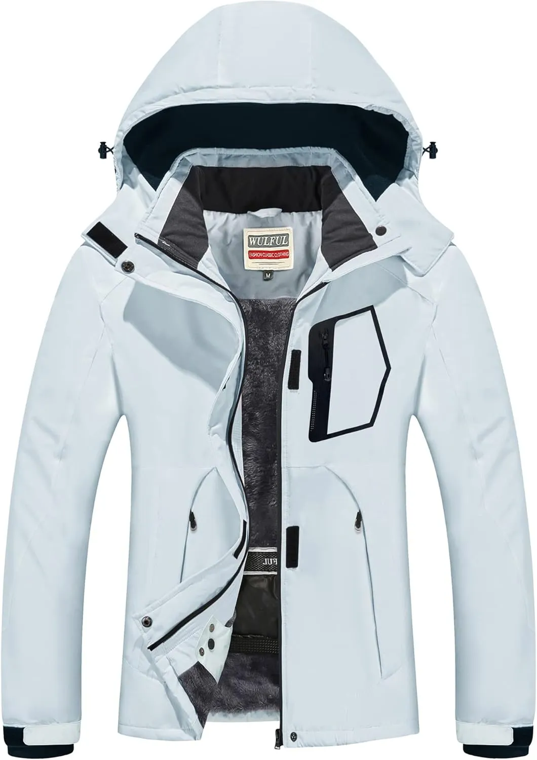 WULFUL Womens Waterproof Snow Ski Jacket Mountain Windproof Winter Coat with Detachable Hood