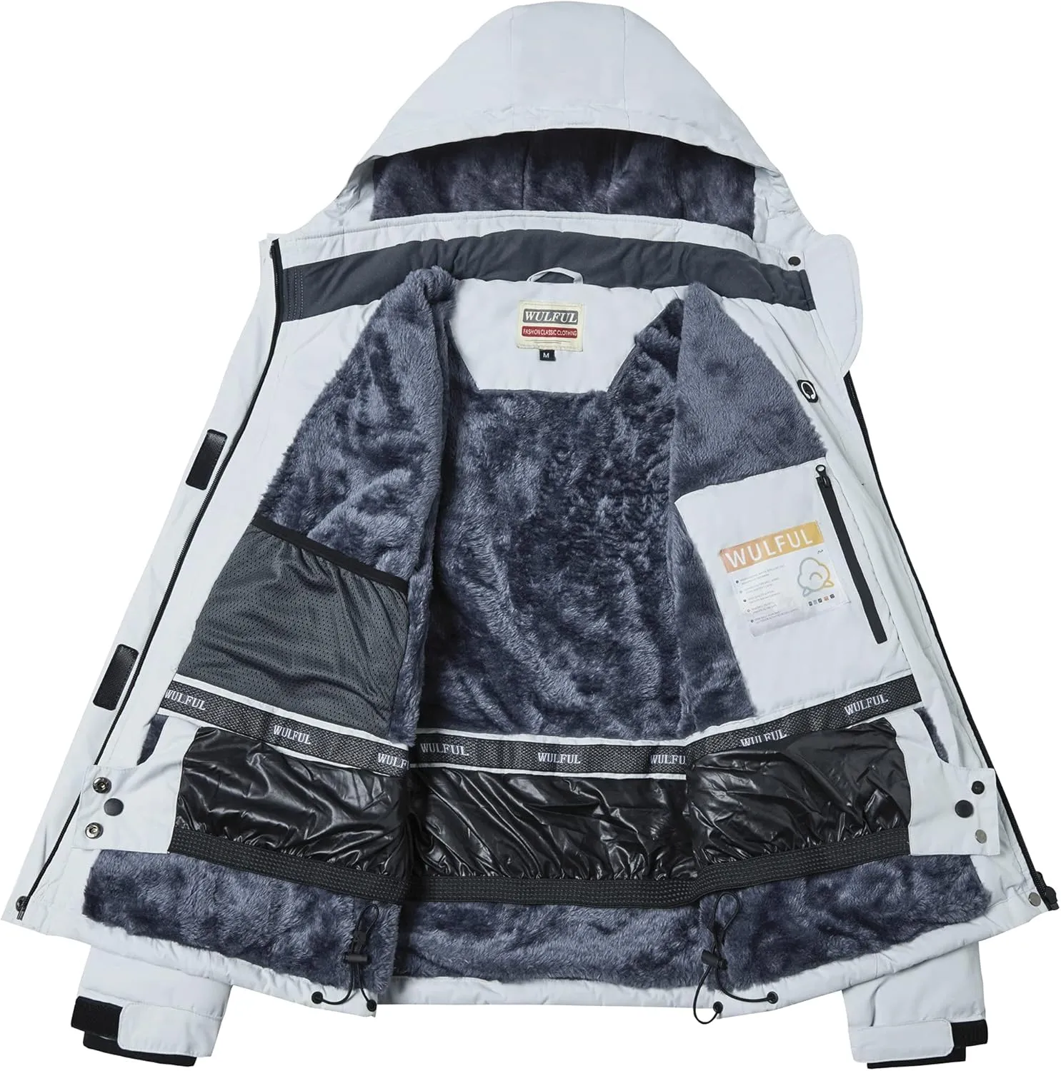 WULFUL Womens Waterproof Snow Ski Jacket Mountain Windproof Winter Coat with Detachable Hood