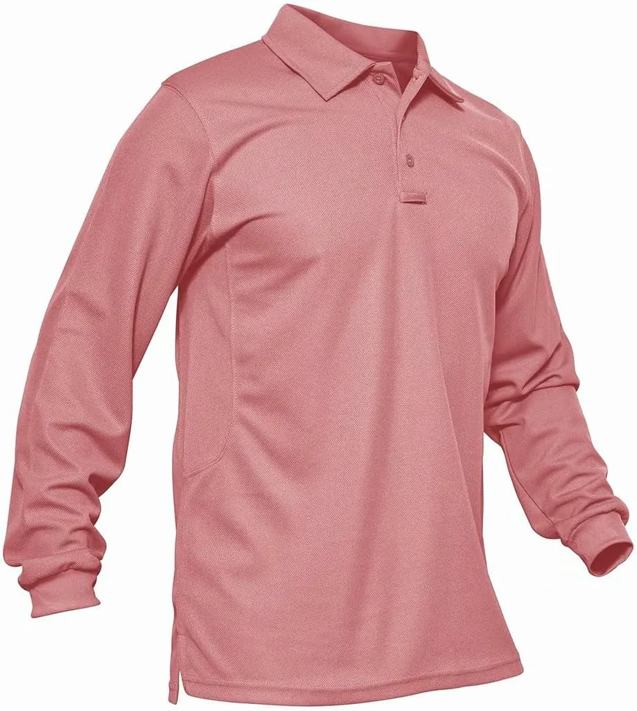 Xingfenly Men's Tactical Casual -Shirt Long Sleeve Thin Quick Dry Collared Shirts Hiking Fishing Travel Work Tees