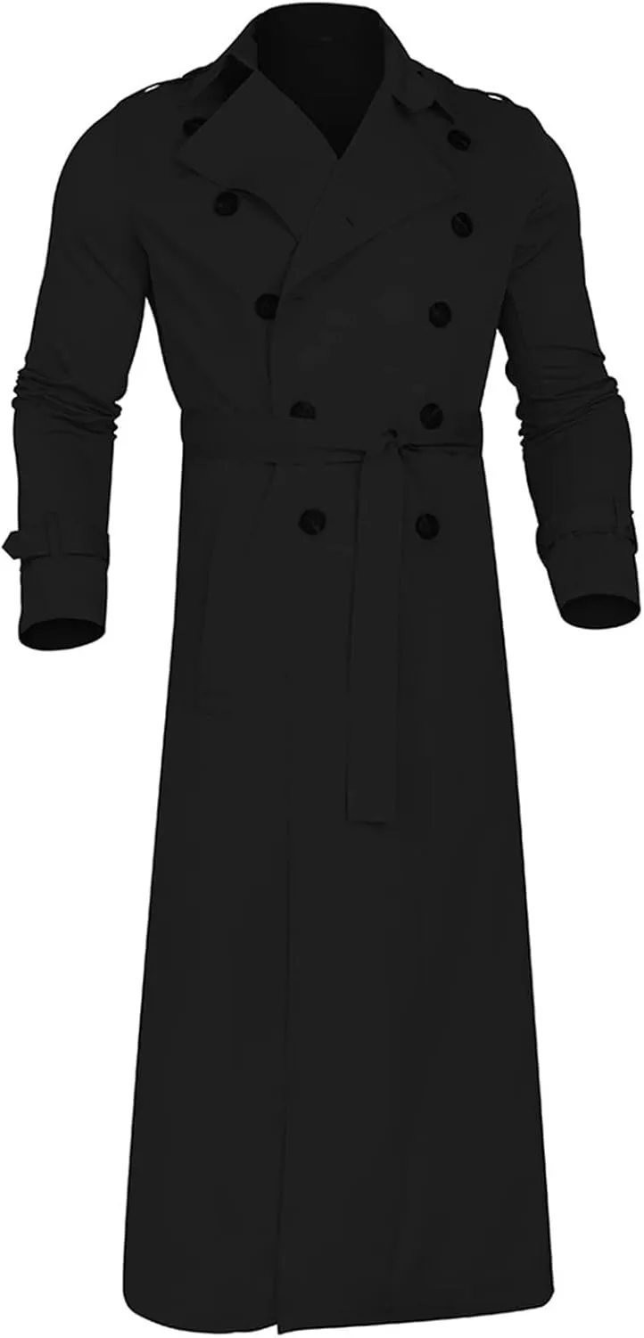 Ymosrh Mens Winter Jackets Men's Long-Slevee Luxury Full Length Trench Coat Long Wool Overcoat Coats for Men