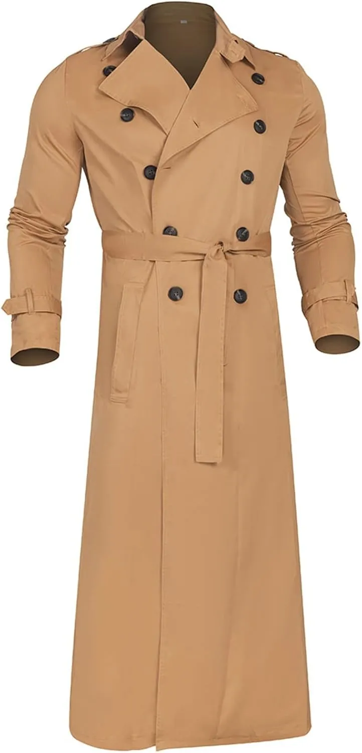 Ymosrh Mens Winter Jackets Men's Long-Slevee Luxury Full Length Trench Coat Long Wool Overcoat Coats for Men