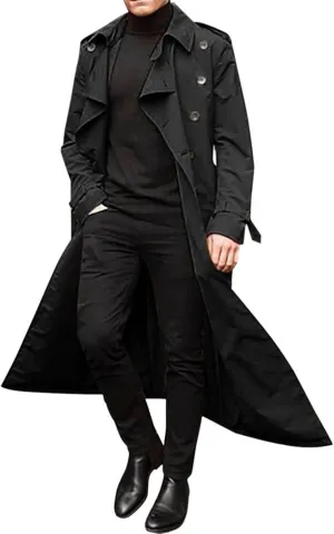 Ymosrh Mens Winter Jackets Men's Long-Slevee Luxury Full Length Trench Coat Long Wool Overcoat Coats for Men
