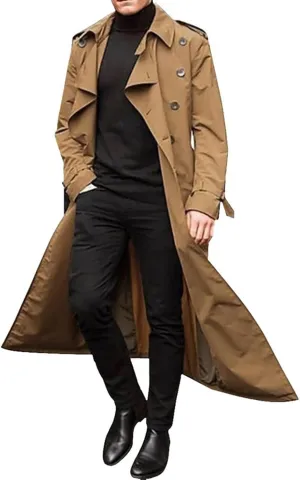 Ymosrh Mens Winter Jackets Men's Long-Slevee Luxury Full Length Trench Coat Long Wool Overcoat Coats for Men