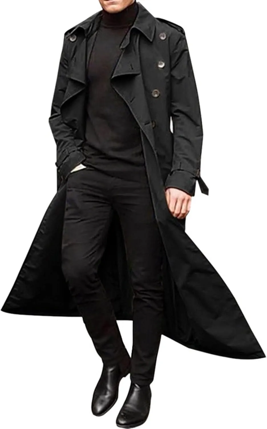 Ymosrh Mens Winter Jackets Men's Long-Slevee Luxury Full Length Trench Coat Long Wool Overcoat Coats for Men